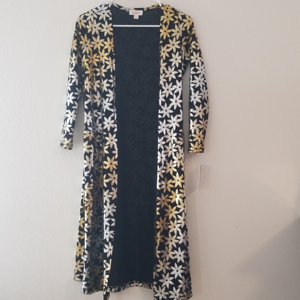 LulaRoe XS Elegant Floral Gold and Silver Sarah